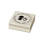 Winziger Ninja bewässert Bonsai-Baum runde Adresse Gummistempel (Stempel)