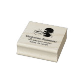 Winziger Ninja mit großer Kaffeetasse Adresse Gummistempel (Stempel)