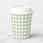 Winziger Salbei und weißes Gingham Pappbecher (Links)