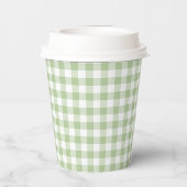 Winziger Salbei und weißes Gingham Pappbecher (Rückseite)