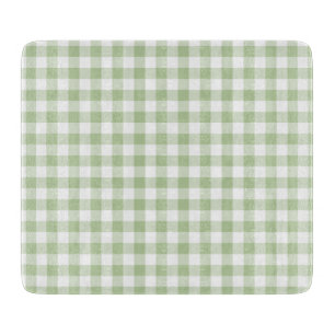 Winziger Salbei und weißes Gingham Schneidebrett