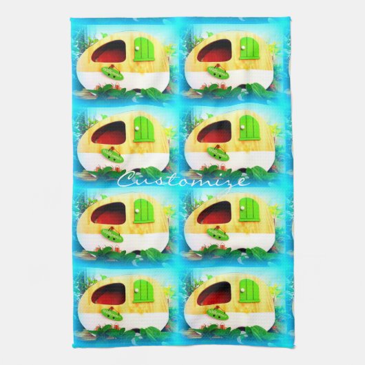 winziger Sinti und Roma-Wohnwagen Geschirrtuch (Vertikal)