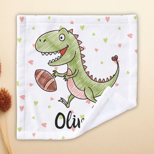 Winziger Trex Personalisiert Fußball spielen Waschlappen