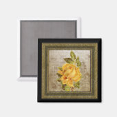 Winziger Vintager Blumengelber Magnet (Vorderseite/Rückseite)