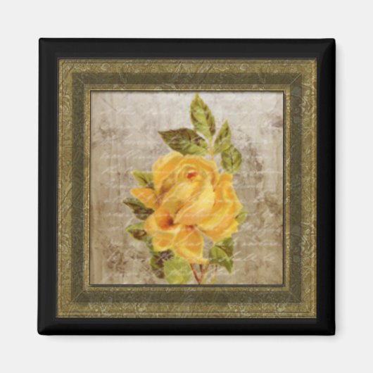 Winziger Vintager Blumengelber Magnet (Vorne)