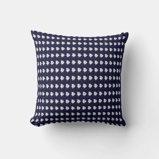 winziger Weißfisch auf NAVY BLUE PILLOW Kissen (Vorderseite)