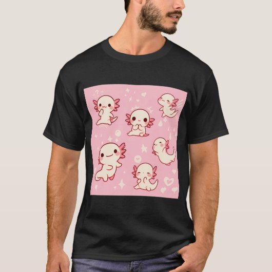winziges Axolotl-Muster T-Shirt (Vorderseite)