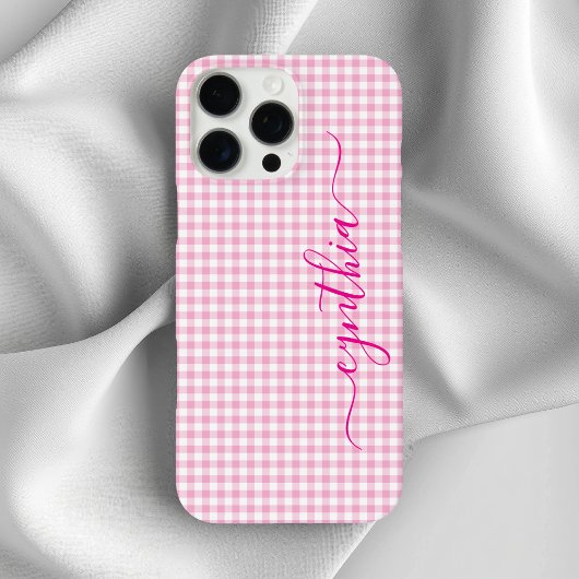 Winziges Blassrosa Gingham-Signatur Case-Mate iPhone Hülle