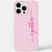 Winziges Blassrosa Gingham-Signatur Case-Mate iPhone Hülle (Rückseite)