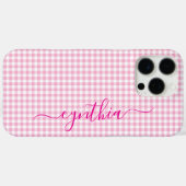 Winziges Blassrosa Gingham-Signatur Case-Mate iPhone Hülle (Rückseite (Horizontal))