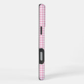 Winziges Blassrosa Gingham-Signatur iPhone Hülle (Rechte Seite)