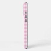 Winziges Blassrosa Gingham-Signatur iPhone Hülle (Linke Seite)