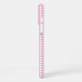 Winziges Blassrosa Gingham-Signatur iPhone Hülle (Linke Seite)