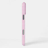 Winziges Blassrosa Gingham-Signatur iPhone Hülle (Rechte Seite)