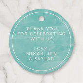 Winziges Herz Aquamarin Watercolor Babydusche Dank Geschenkanhänger (Rückseite)