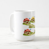 Winziges Pilzdorf Kaffeetasse (Vorderseite Links)