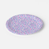 Winziges süßes weißes blaues rosa Blumenmuster Pappteller (Schrägansicht)