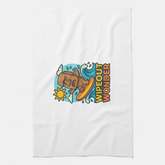 Wipeout Moai Chibi Surf Versagt Geschirrtuch (Vertikal)