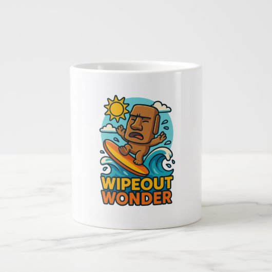 Wipeout Moai Chibi Surf Versagt Jumbo-Tasse (Vorderseite)