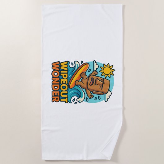 Wipeout Moai Chibi Surf Versagt Strandtuch (Vorderseite)