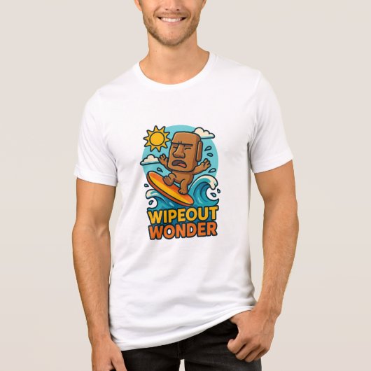 Wipeout Moai Chibi Surf Versagt Tri-Blend Shirt (Vorderseite)
