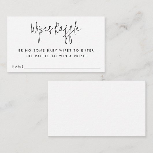 Wipes Raffle Ticket Babydusche Einsteckkarte Begleitkarte (Vorne/Hinten)