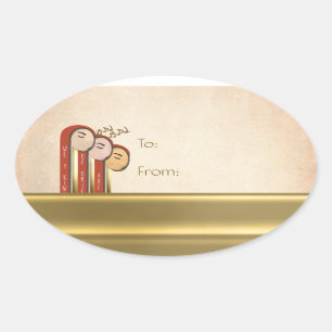 Wir 3 Könige - Art Deco Weihnachten bis von Ovaler Aufkleber