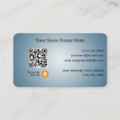 Wir akzeptieren Bitcoin QR Code Gradient Blue Visitenkarte (Vorderseite)
