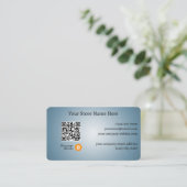 Wir akzeptieren Bitcoin QR Code Gradient Blue Visitenkarte (Stehend Vorderseite)