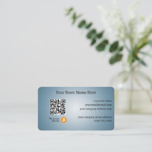 Wir akzeptieren Bitcoin QR Code Gradient Blue Visitenkarte