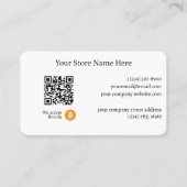 Wir akzeptieren Bitcoin QR Code White Visitenkarte (Vorderseite)