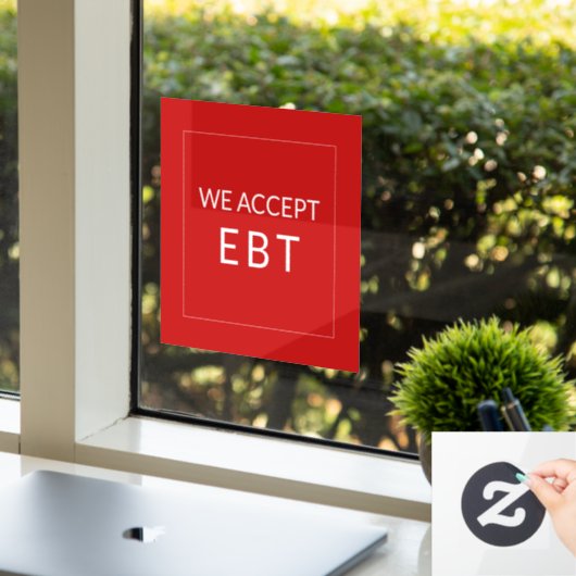 Wir akzeptieren EBT Red Business Sign Window Fensteraufkleber (Büro)