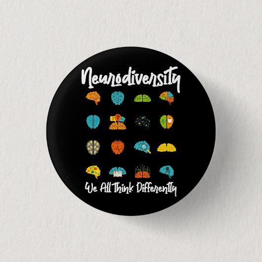 Wir alle denken anders an das Shirt der Neurovielf Button (Vorderseite)