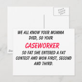 WIR ALLE KENNEN, DASS IHR MOMMA GESTORBEN IST, ALS POSTKARTE (Vorne/Hinten)