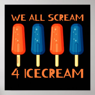 WIR ALLE SCHREIBEN FÜR ICECREAM lustigen Sommer Poster