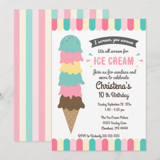 Wir alle schreien Eiscreme Geburtstagsparty Einlad Einladung