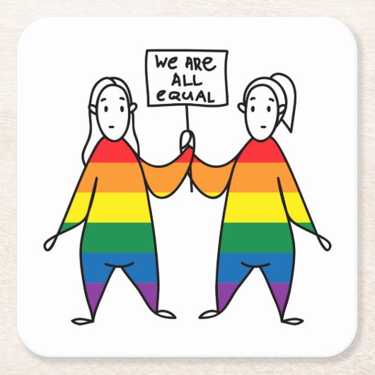 Wir alle sind gleich rechteckiger pappuntersetzer (Vorderseite)