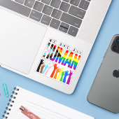 Wir alle sind Menschen Aufkleber (Laptop mit iPhone)