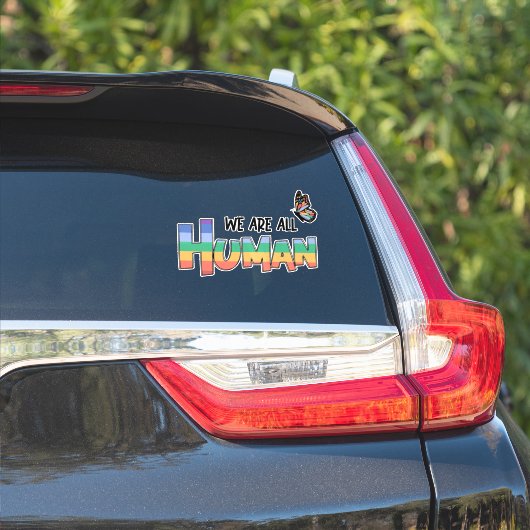 Wir alle sind menschlicher Regenbogen Aufkleber (Auto Seite)