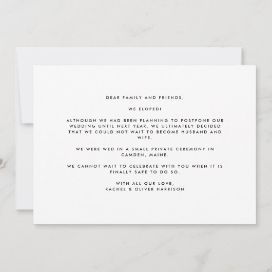 Wir änderten das Datum, konnten aber nicht warten Ankündigung (Rückseite)