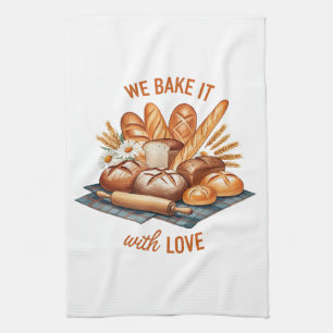 Wir backen es mit Liebe - künstlerisches Brot Geschirrtuch