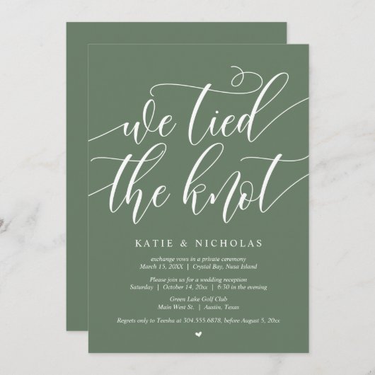 Wir band den Knoten, das Hochzeitsfeier-Party Einladung (Vorne/Hinten)