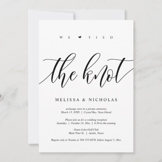 Wir band den Knoten, das Hochzeitsfeier-Party Einladung (Vorderseite)