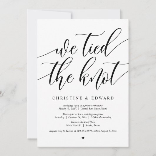 Wir band den Knoten, Hochzeitsfeier Party Invitati Einladung (Vorderseite)