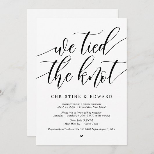 Wir band den Knoten, Hochzeitsfeier Party Invitati Einladung (Vorne/Hinten)