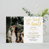 Wir band den Knoten mit Foto Hochzeitsempfang zusa Folieneinladung (Stehend vorne)