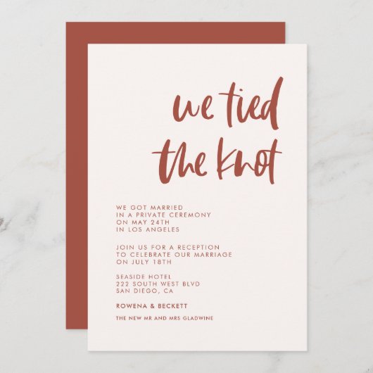 Wir band den Knoten Moderne, elegante Schneepinke- Einladung (Vorne/Hinten)