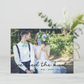 Wir band die knot einfache Hochzeitskarte Ankündigung (Stehend Vorderseite)