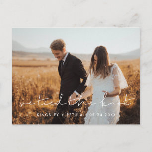 Wir banden das Minimalistische handgeschriebene Fo Postkarte