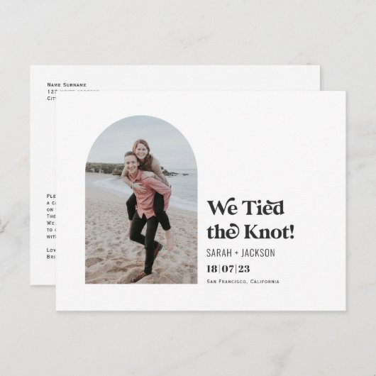 Wir banden den Knoten, die Entwicklung des moderne Ankündigungspostkarte (Vorne/Hinten)